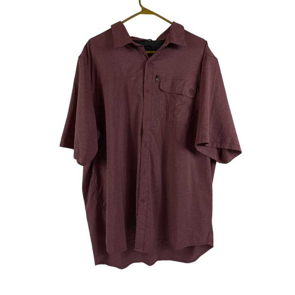 Wrangler ATG Performance‎ Button Front Shirt Sz 2XL Mens Pockets Red Utility